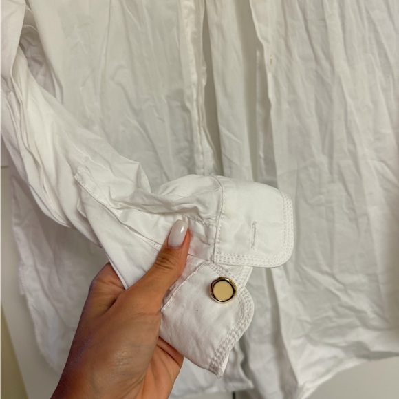 Zara women’s XS White Classic Button-Up Shirt with gold buttons - Picture 3 of 5
